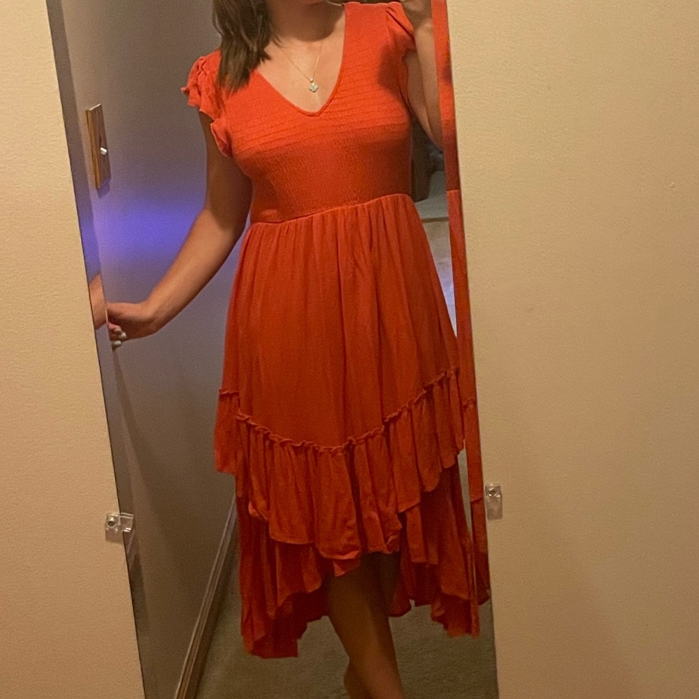 Orange high-low dress